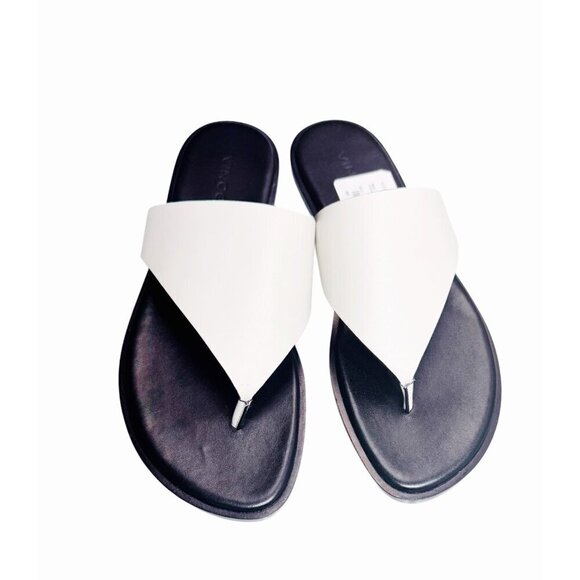 Vince Womens Black & White Leather Sandals Size 6M- LT3284 - Picture 1 of 5